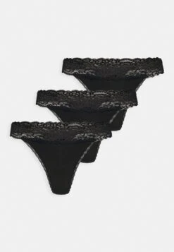 Anna Field 3 Pack Lace Trim Thong - String - Black -Anna Field 13815b0c5eb74aefa009a72fbc0b00d7