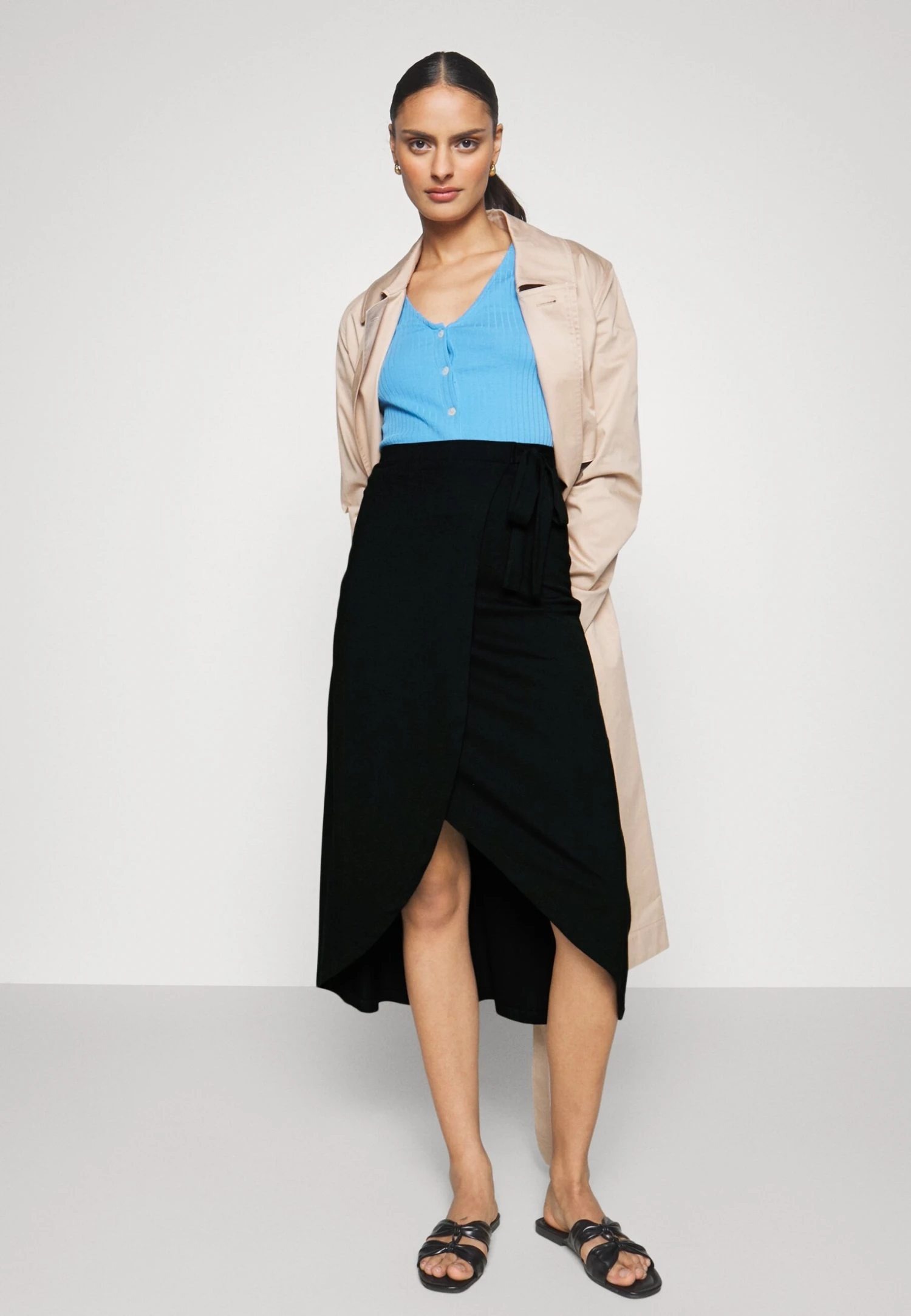 Anna Field Basic Wrap Over Midi Skirt- A-Lijn Rok - Black 5 Anna Field Basic Wrap Over Midi Skirt- A-Lijn Rok - Black - Afbeelding 5