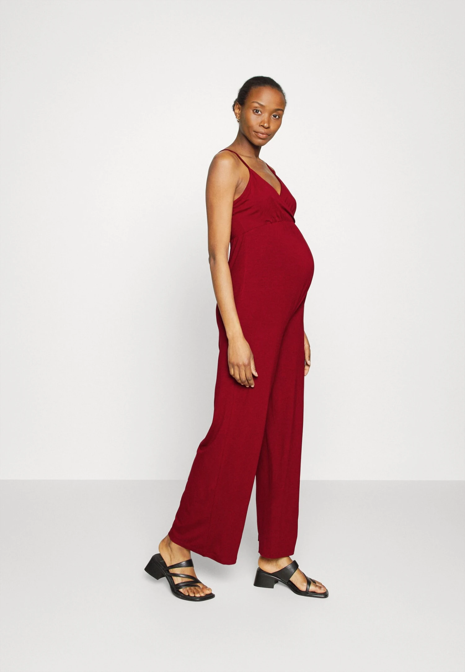Strappy Drappy Cintered- Jumpsuit - Dark Red 1 Strappy Drappy Cintered- Jumpsuit - Dark Red