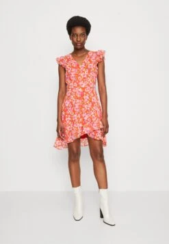 Anna Field Volant Short Dress- Jurk - Red/Multicoloured