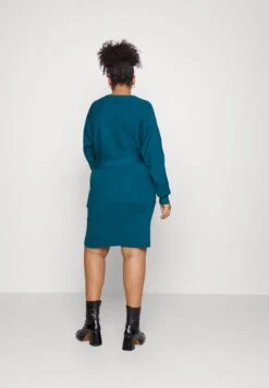 Wrap V Ausschnitt Mini Strickkleid Mit Gürtel - Gebreide Jurk - Teal -Anna Field c788a499450943ddb39b9926fc5b1004