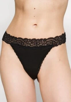Anna Field 3 Pack Lace Trim Thong - String - Black -Anna Field ddff339da5074452b6b1fc5ad9c38843