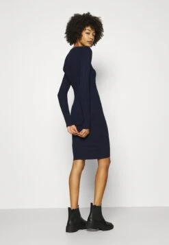 Anna Field Crew Ausschnitt Ripp Top Bodycon Mini Strickkleid - Etui-Jurk - Dark Blue -Anna Field e7dfe52813234273b4b0154b82da9016